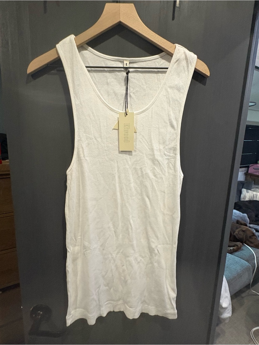 Elwood Unisex White Tank Top